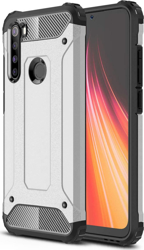 Xiaomi Redmi Note 8 Kılıf Rugged Armor Gümüş