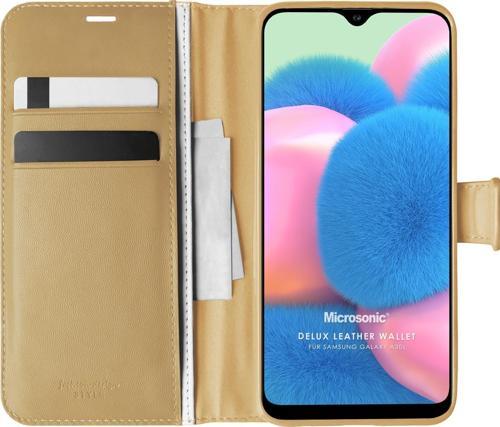 Samsung Galaxy A30s Kılıf Delux Leather Wallet Gold