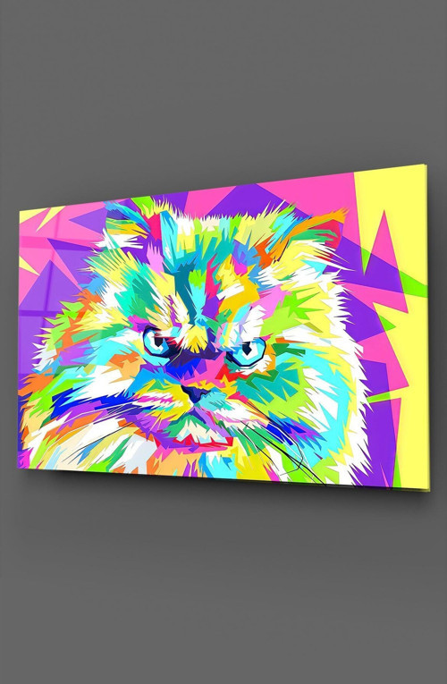 Kedi Pop Art Cam Tablo