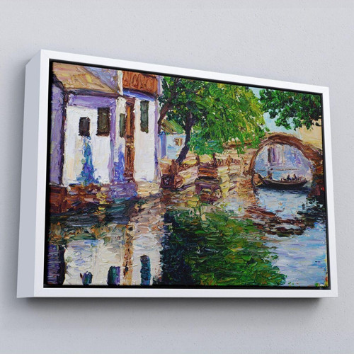 Çerçeveli Yağlıboya Kanal Manzarası Dekoratif Kanvas Duvar Tablosu-3765