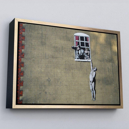 Çerçeveli Banksy, Kocası Tarafından Basılan Kadın Kanvas Tablo-5093