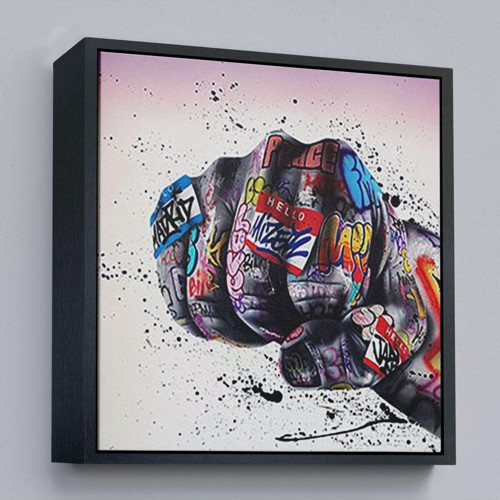 Çerçeveli Sokak Graffiti Duvar Sanatı Kanvas Tablo, Banksy Renkli Graffiti Pop Art-5337