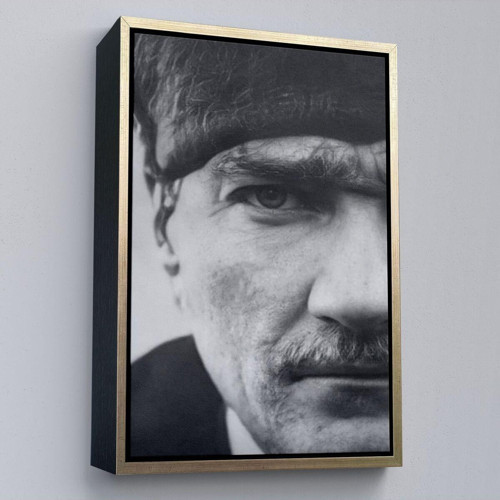 Çerçeveli Atatürk Portre Tablosu Mustafa Kemal Atatürk Dikdörtgen Dekoratif Kanvas Tablo-142