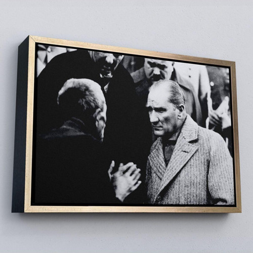 Çerçeveli Atatürk Portre Tablosu Mustafa Kemal Atatürk Dikdörtgen Dekoratif Kanvas Tablo-147