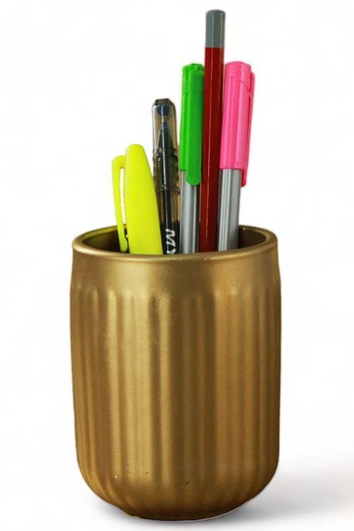 Kalemlik Altın Renk Masa Kalemliği Organizer Kalemlik Model 11