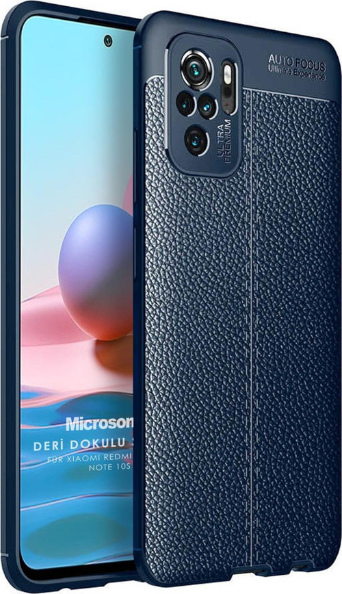 Xiaomi Redmi Note 10 Kılıf Deri Dokulu Silikon Lacivert