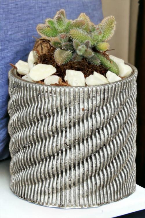 El Yapımı Saksı Beyaz Dekoratif Saksı Küçük Boy Model 39