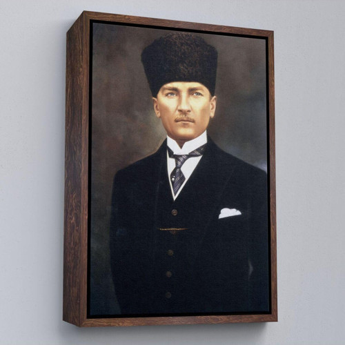 Çerçeveli Atatürk Portre Tablosu Mustafa Kemal Atatürk Dikdörtgen Dekoratif Kanvas Tablo-65