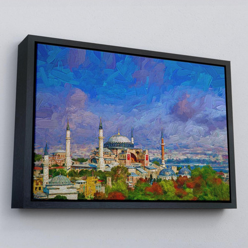 Çerçeveli Ayasofya Camii Yağlıboya Görünüm Kanvas Duvar Tablosu-3690