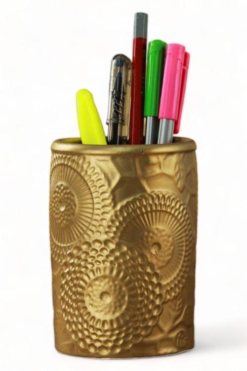 Kalemlik Altın Renk Masa Kalemliği Organizer Kalemlik Model 12