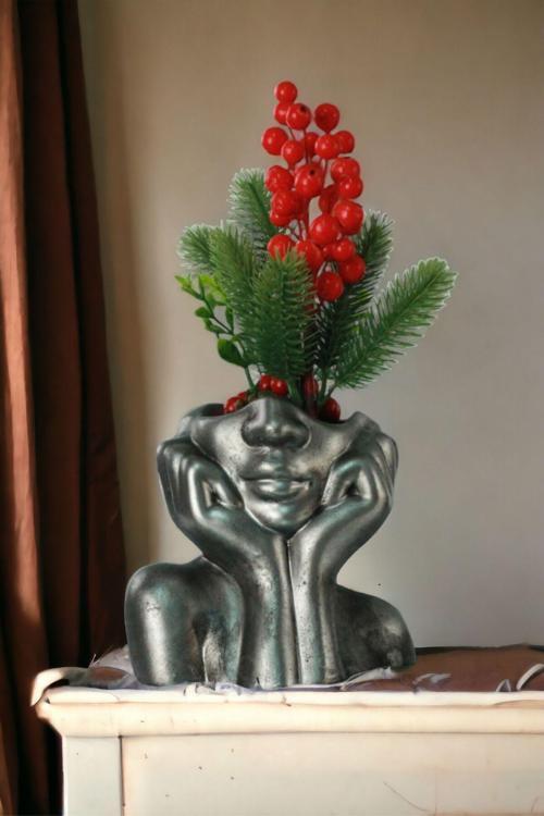 Dekoratif Vazo El Yapımı Beyaz Model 28