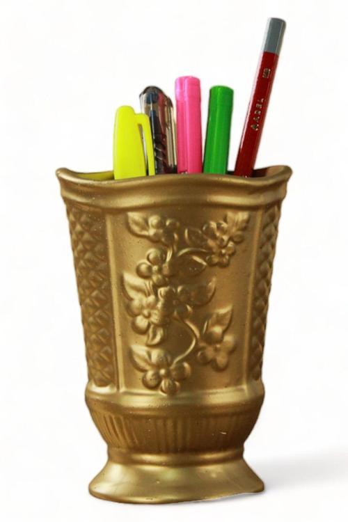 Kalemlik Altın Renk Masa Kalemliği Organizer Kalemlik Model 9