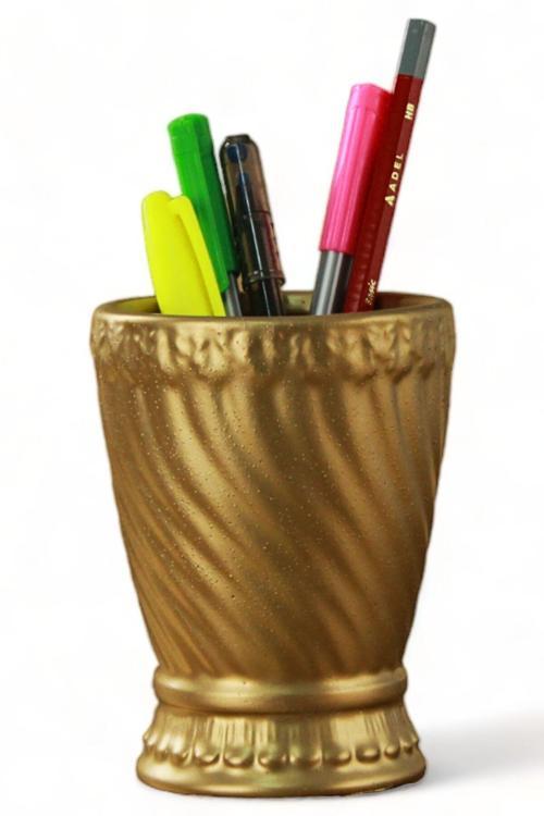 Kalemlik Altın Renk Masa Kalemliği Organizer Kalemlik Model 14