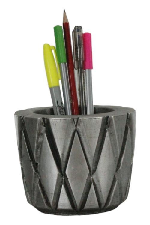 Kalemlik Gümüş Eskitme Renk Masa Kalemliği Organizer Kalemlik Model 18