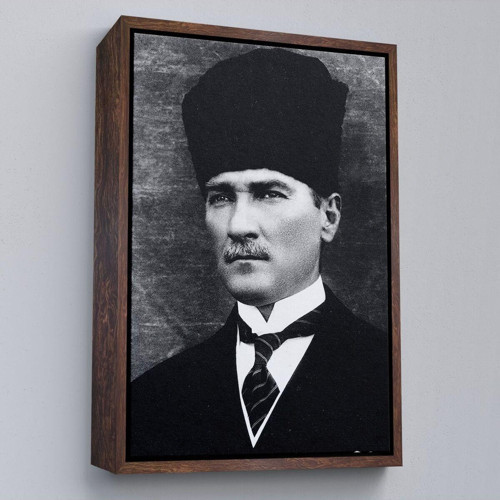 Çerçeveli Atatürk Portre Tablosu Mustafa Kemal Atatürk Dikdörtgen Dekoratif Kanvas Tablo-60