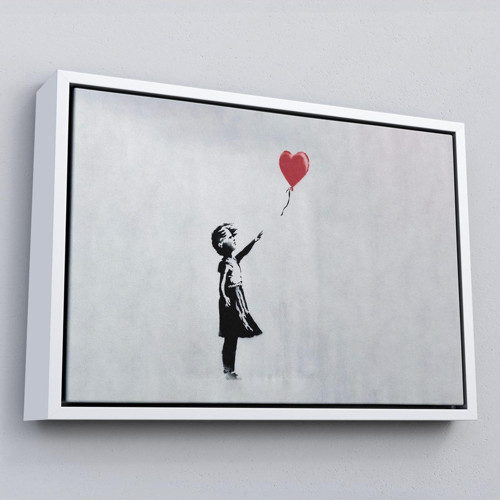 Çerçeveli Banksy Kırmızı Balonu Uçup Giden Kız Kanvas Tablosu-5059