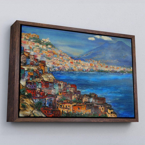 Çerçeveli Napoli Manzarası Yağlıboya Görünüm Dekoratif Kanvas Duvar Tablosu-3435