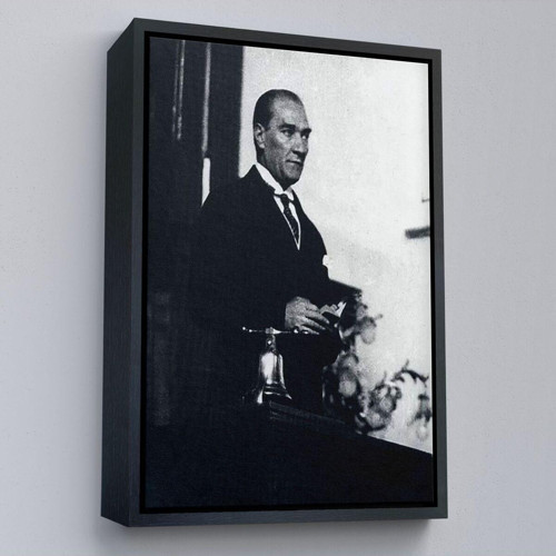 Çerçeveli Atatürk Portre Tablosu Mustafa Kemal Atatürk Dikdörtgen Dekoratif Kanvas Tablo-148