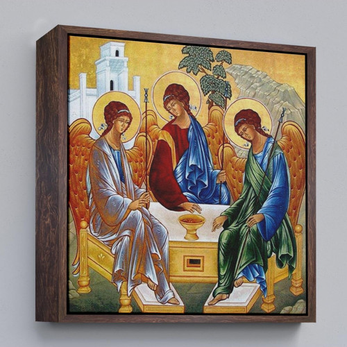 Çerçeveli Andrei Rublev Tarafından Kutsal Üçleme Kanvas Tablo, Hristiyan Kilise Hediyesi-5327