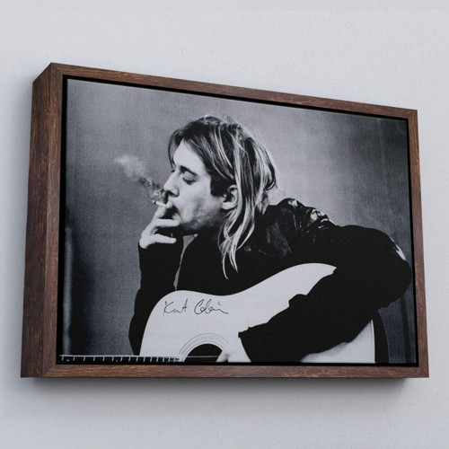 Çerçeveli Kurt Cobain İçen Ünlü Baskı Duvar Sanatı Kanvas Tablo, Nirvana Baskı-5405