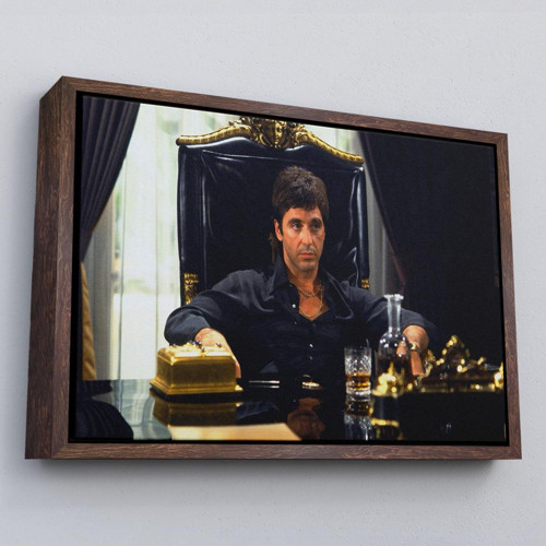 Çerçeveli Scarface Alpacino İtalyan Mafya Kanvas Tablo-5137