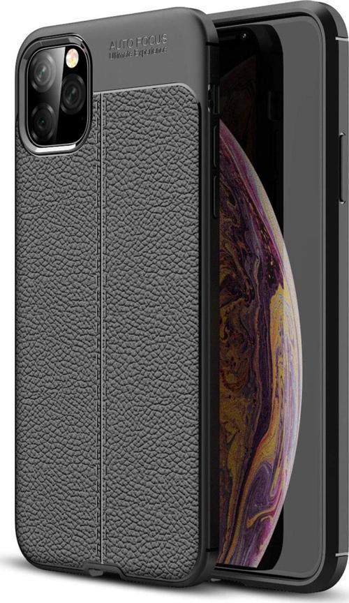 Apple iPhone 11 Pro (5.8'') Kılıf Deri Dokulu Silikon Siyah