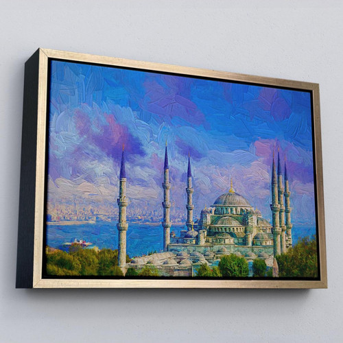 Çerçeveli Sultan Ahmet Camii Yağlıboya Görünüm Kanvas Duvar Tablosu-3691