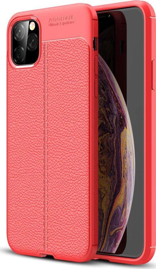Apple iPhone 11 Pro Max (6.5'') Kılıf Deri Dokulu Silikon Kırmızı