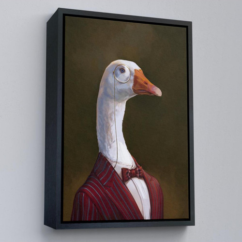 Çerçeveli Gözlüklü İnsan Vücutlu Kaz Pop Art Kanvas Tablo-5245
