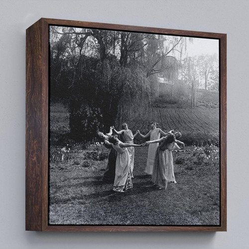 Çerçeveli Vintage Kadınlar Dans Ediyor Kanvas Tablo, Gotik Ev Dekorasyonu, Ritüel Daire Dansı-5334
