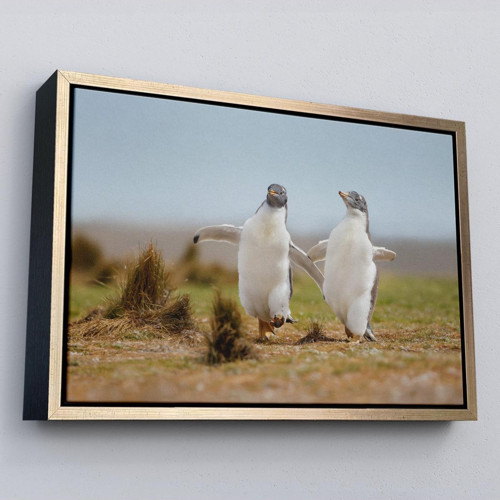 Çerçeveli Mutlu Yavru Penguenler Dekoratif Kanvas Tablo-1152