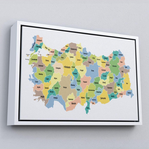 Çerçeveli Türkiye Haritası Kanvas Tablo Eğitici Ve Öretici Dekoratif Tablo Tablo-3130