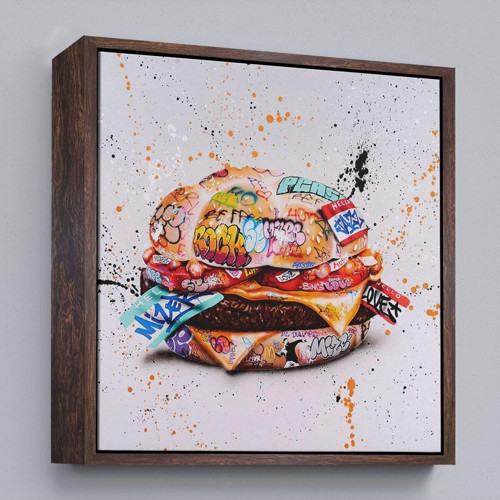 Çerçeveli Hamburger Graffiti Kanvas Tablo, Banksy Sokak Graffiti Tablo-5344