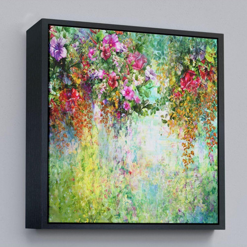 Çerçeveli Soyut Çiçekler Suluboya Görünüm Dekoratif Kanvas Duvar Tablosu-5832