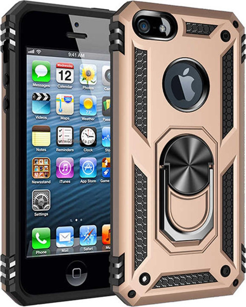 Apple iPhone 5 / 5S Kılıf Military Ring Holder Gold