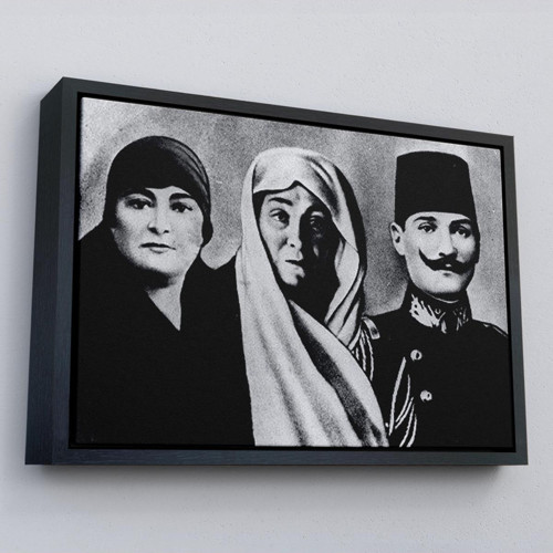 Çerçeveli Atatürk Portre Tablosu Mustafa Kemal Atatürk Dikdörtgen Dekoratif Kanvas Tablo-136