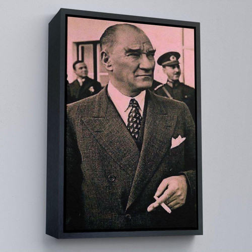 Çerçeveli Atatürk Portre Tablosu Mustafa Kemal Atatürk Dikdörtgen Dekoratif Kanvas Tablo-132