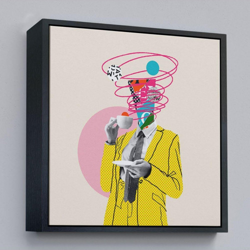 Çerçeveli Çizgi Roman Kahramanı Kahvesini Yudumluyor Pop Art Kanvas Tablo-5066