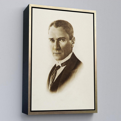 Çerçeveli Atatürk Portre Tablosu Mustafa Kemal Atatürk Dikdörtgen Dekoratif Kanvas Tablo-59