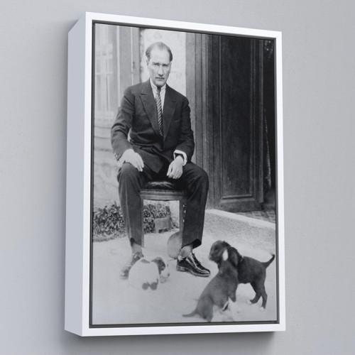 Çerçeveli Atatürk Portre Tablosu Mustafa Kemal Atatürk Dikdörtgen Dekoratif Kanvas Tablo-55