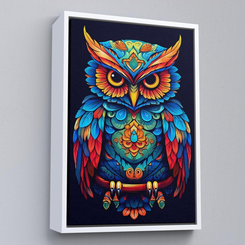 Çerçeveli Mandala Renkli Baykuş Tablo-7554