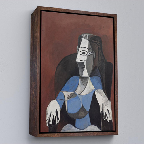 Çerçeveli Pablo Picasso - Koltukta Oturan Soyut Kadın Tablosu-7296