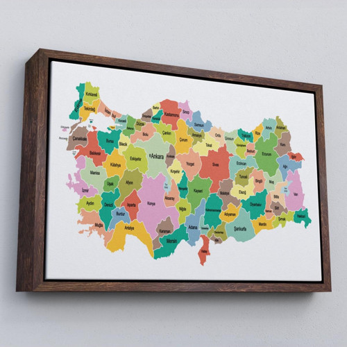 Çerçeveli Türkiye Haritası Kanvas Tablo Eğitici Ve Öretici Dekoratif Tablo Tablo-3124