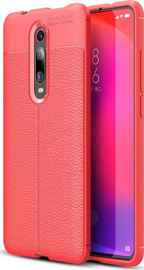 Xiaomi Mi 9T Kılıf Deri Dokulu Silikon Kırmızı