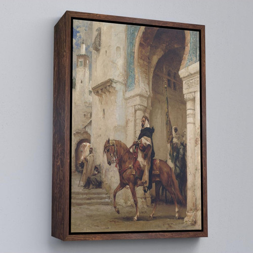 Çerçeveli Henri Émilien Rousseau - Saraydan Ayrılan Süvari Tablosu - Horseman Leaving À Palace-7330