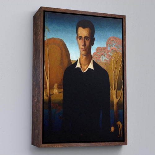Çerçeveli Grant Wood - Arnold Pyle İki Zayıf Adamla Nehrin Önünde Tablosu-8065