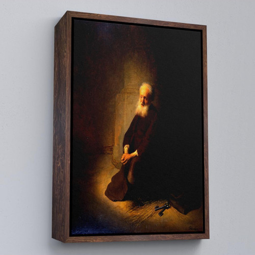 Çerçeveli Rembrandt Van Rijn - Hapishanedeki Havari Aziz Peter Diz Çökmüş Tablo-7410