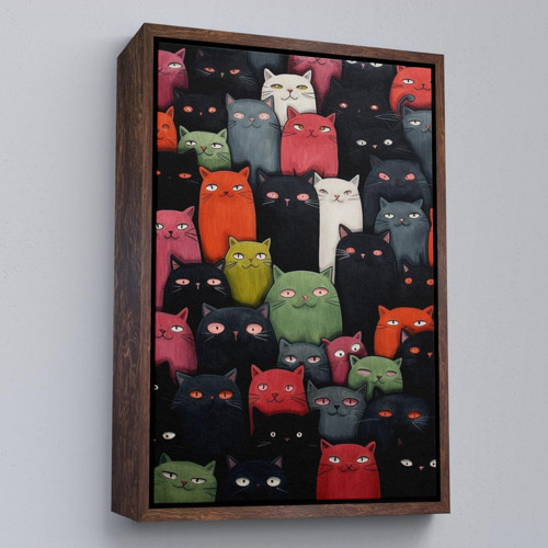 Çerçeveli Sevimli Kediler Tablosu-7969