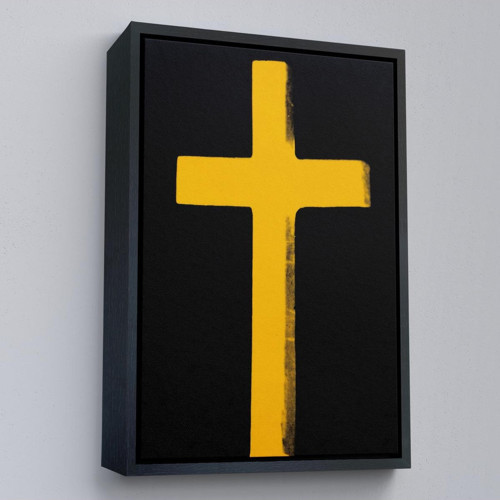 Çerçeveli Sarı Haç Tablosu - Cross-8105