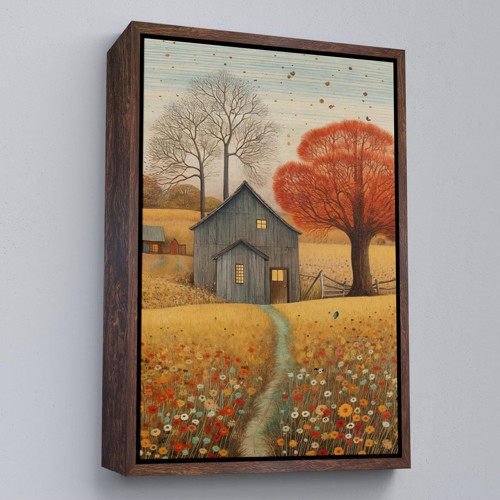 Çerçeveli Çayırdaki Ahır Evi Tablosu-7531
